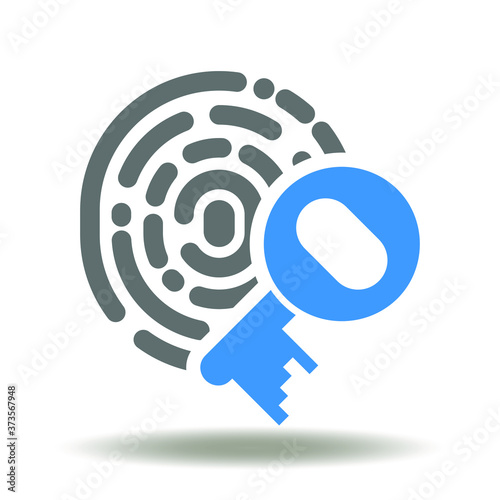 Fingerprint with key icon vector. Biometric Identification Symbol. Access security data logo.