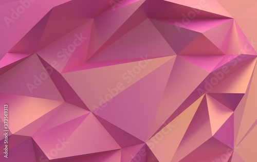 Pink polygonal triangular background, 3d render