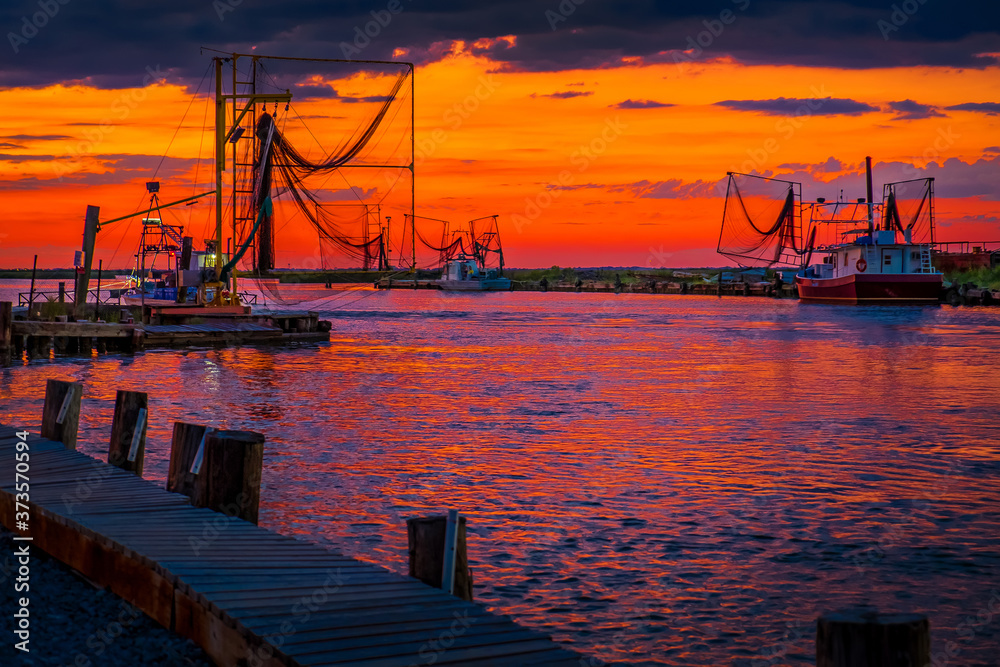 Fototapeta premium Shrimping on the Bayou