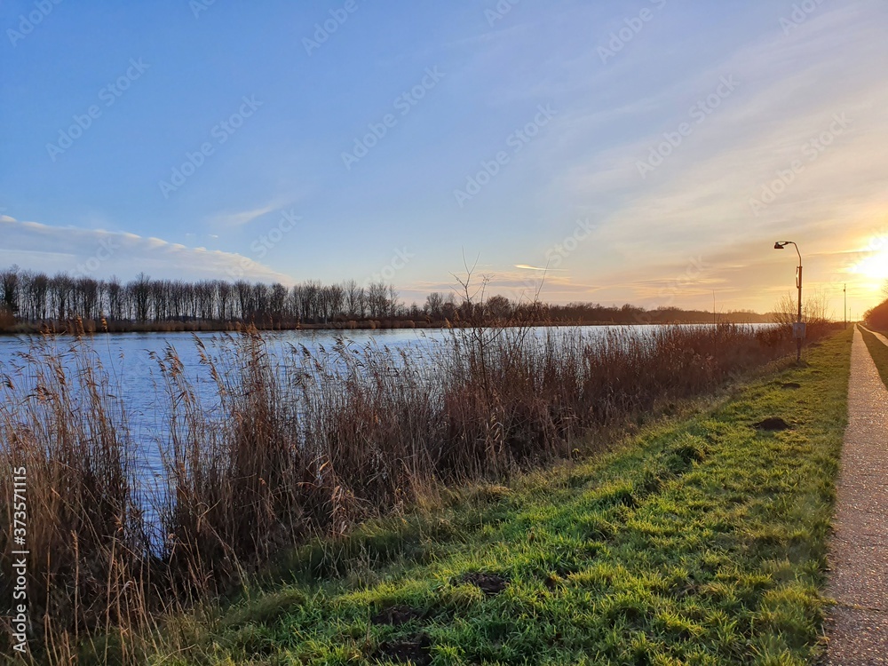 sunrise over the river