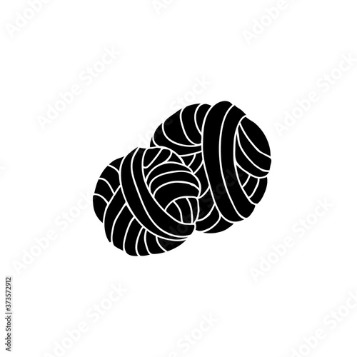 Wool yarn knitting logo, black silhouette illustration.