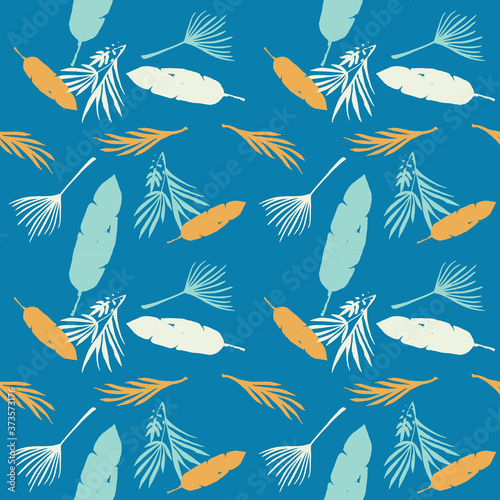 Modern Tropical Vector Seamless Pattern. Painted Floral Background. Cool Summer Fabrics. Monstera Dandelion 