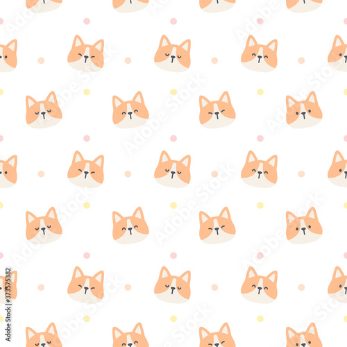 Fototapeta Naklejka Na Ścianę i Meble -  Cute corgi dog seamless pattern background