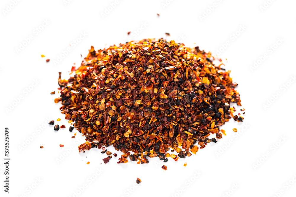 Fire Roasted or Sun Dried Tomatoes Spice Isolated on White Background. Macro with Selective focus. Fire Roasted or Sun Dried Tomatoes Spice Isolated on White Background. Macro with Selective focus.