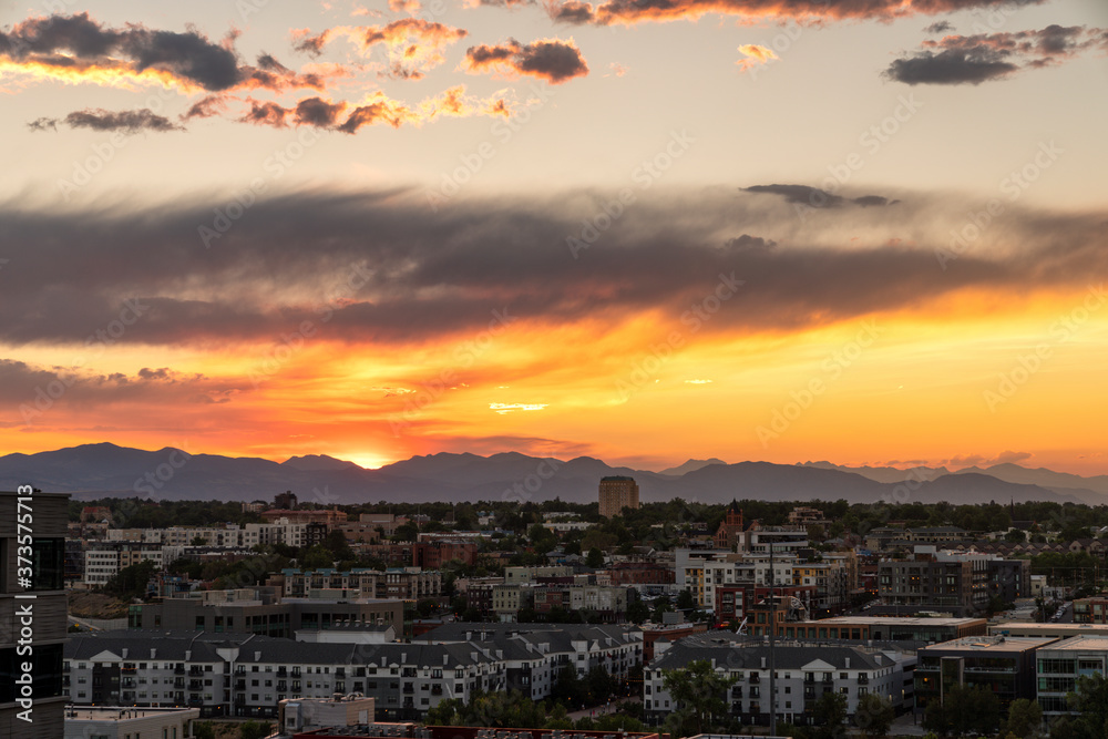 Colorful sunset over Denver