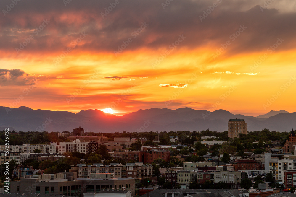 Colorful sunset over Denver