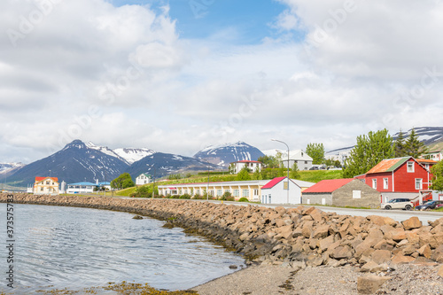coastline of town of Reydarfjordur in Iceland