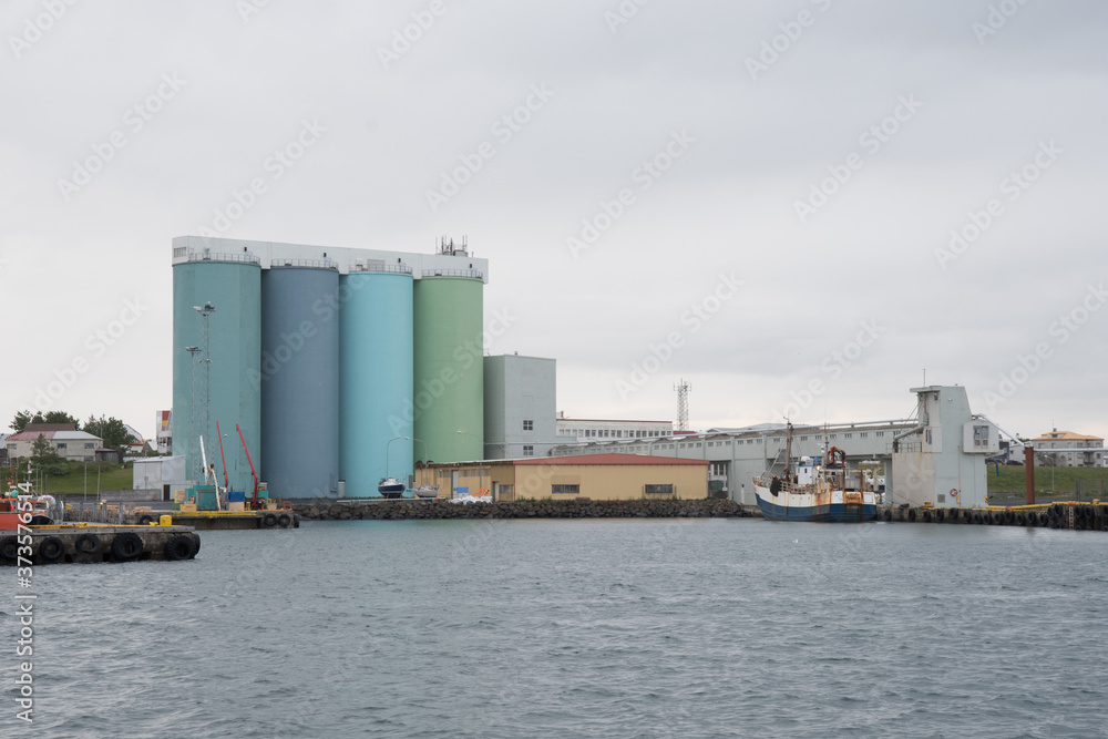 Industrial port of Akranes in Iceland