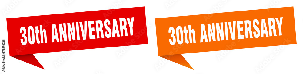 30th anniversary banner sign. 30th anniversary speech bubble label set