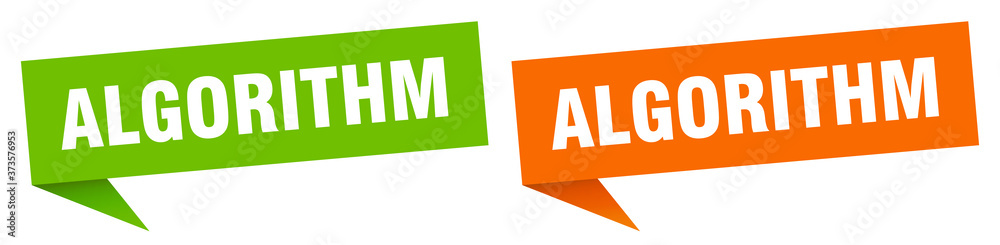 algorithm banner sign. algorithm speech bubble label set algorithm banner sign. algorithm speech bubble label set