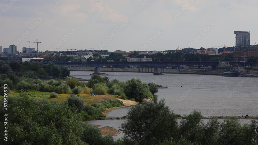 the Vistula River in Warsaw, coastal greenery,Poland