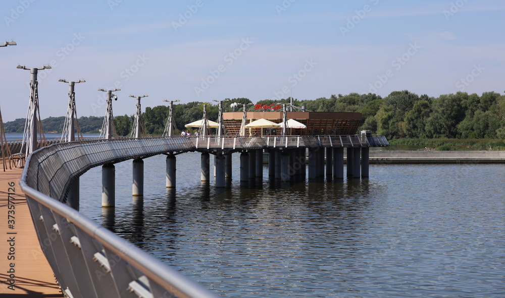 Pier on the Vistula River in Płock, Poland