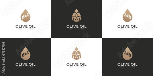 Set collection olive oil  symbols for beauty salon  skincare  cosmetic  yoga and spa products.