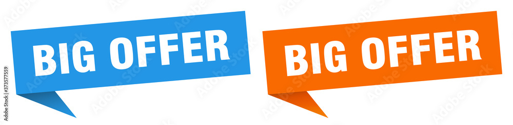 big offer banner sign. big offer speech bubble label set big offer banner sign. big offer speech bubble label set
