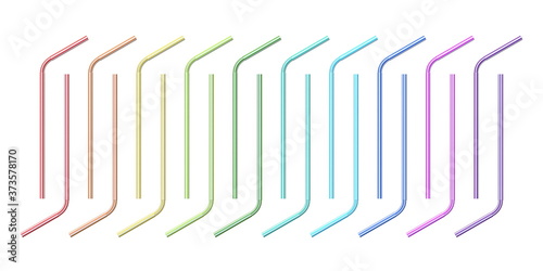 Colorful drinking straw collection 3D