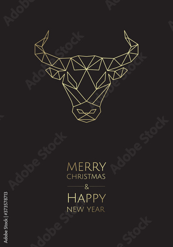 Symbol of the year, bull. Sketch silhouette bull. Chinese Happy new year 2021.