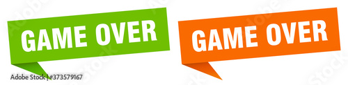 game over banner sign. game over speech bubble label set