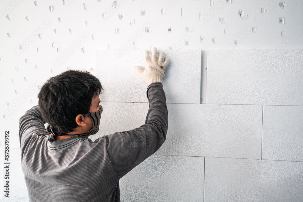 installation of gypsum boards on the wall in the apartment installation of gypsum boards on the wall in the apartment