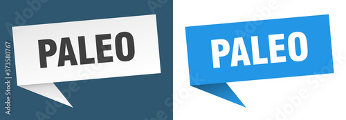 paleo banner sign. paleo speech bubble label set