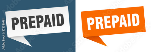 prepaid banner sign. prepaid speech bubble label set