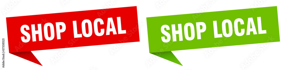 shop local banner sign. shop local speech bubble label set shop local banner sign. shop local speech bubble label set