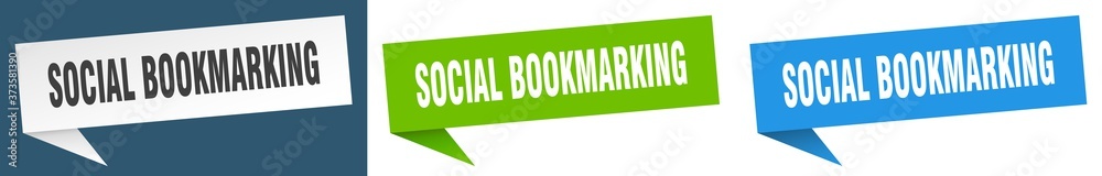 social bookmarking banner sign. social bookmarking speech bubble label set