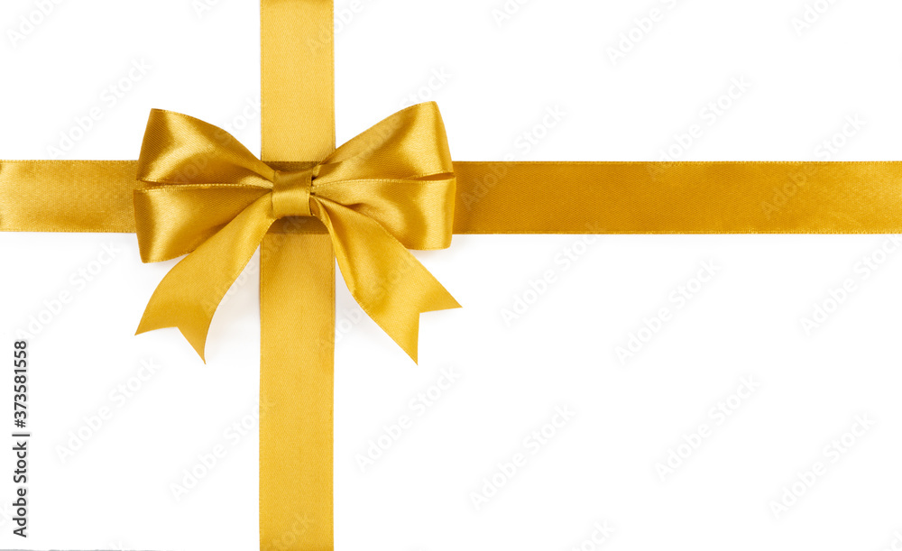 Gold ribbons with bow isolated on white background Gold ribbons with bow isolated on white background