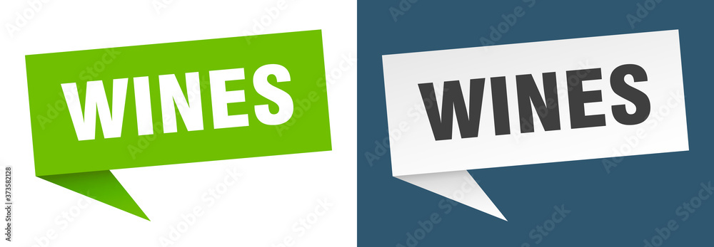 wines banner sign. wines speech bubble label set wines banner sign. wines speech bubble label set