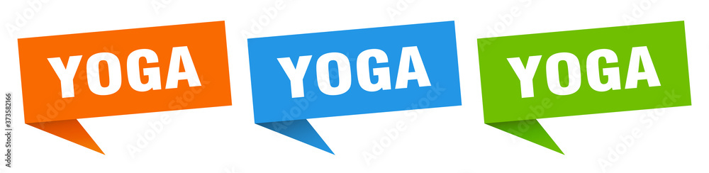 yoga banner sign. yoga speech bubble label set yoga banner sign. yoga speech bubble label set