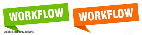 workflow banner sign. workflow speech bubble label set