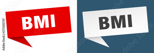bmi banner sign. bmi speech bubble label set
