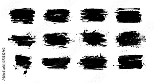 Thick brushstroke collection, very detailed elements. Irregular drawing strokes. High quality manually traced. Vector set brush stroke background. Grunge texture with drops blots. Vector stains set