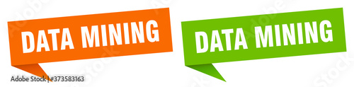 data mining banner sign. data mining speech bubble label set