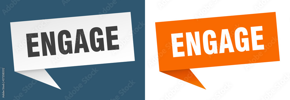 engage banner sign. engage speech bubble label set engage banner sign. engage speech bubble label set
