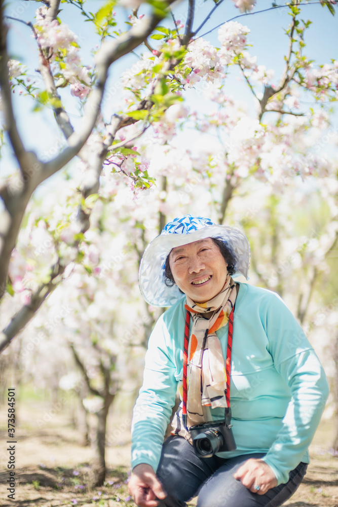 Portrait of happy senior beautiful woman in spring park Portrait of happy senior beautiful woman in spring park