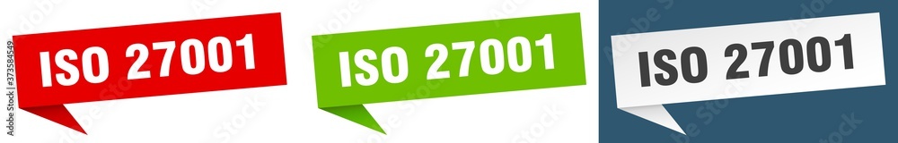 iso 27001 banner sign. iso 27001 speech bubble label set
