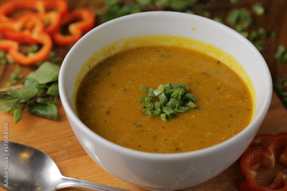 bowl of vegetable soup bowl of vegetable soup