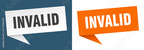 invalid banner sign. invalid speech bubble label set