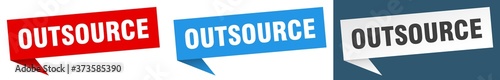 outsource banner sign. outsource speech bubble label set