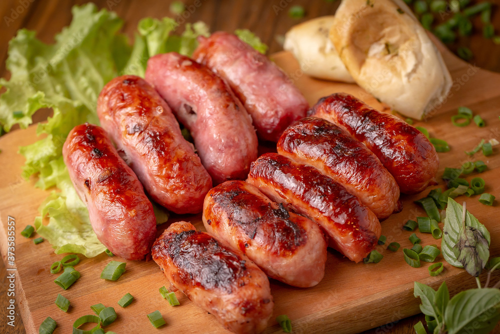 grilled sausage with vegetables