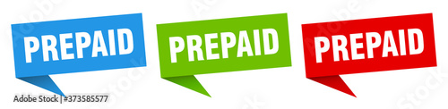 prepaid banner sign. prepaid speech bubble label set