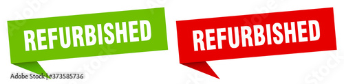 refurbished banner sign. refurbished speech bubble label set