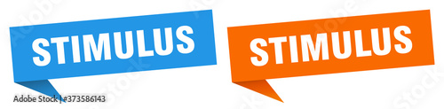 stimulus banner sign. stimulus speech bubble label set