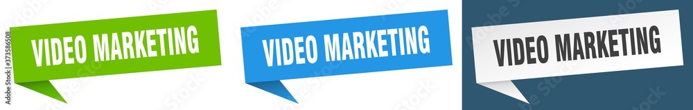 video marketing banner sign. video marketing speech bubble label set video marketing banner sign. video marketing speech bubble label set