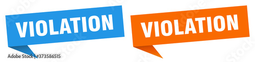 violation banner sign. violation speech bubble label set