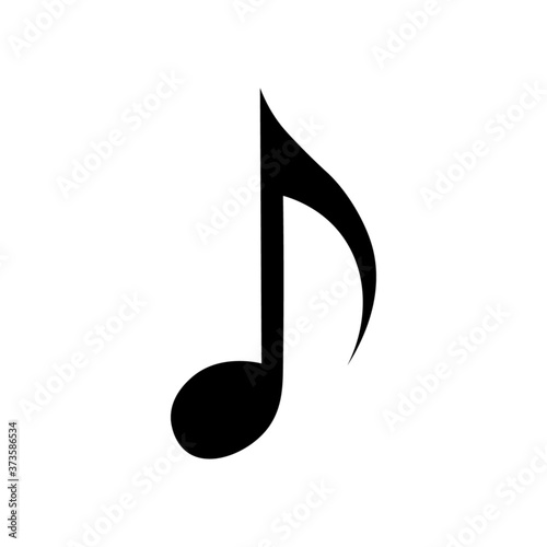 Music note, isolated black symbol, vector illustration.