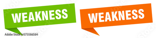 weakness banner sign. weakness speech bubble label set