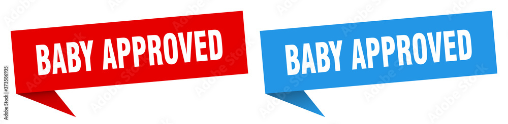 baby approved banner sign. baby approved speech bubble label set baby approved banner sign. baby approved speech bubble label set
