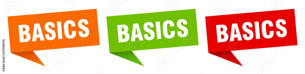 basics banner sign. basics speech bubble label set basics banner sign. basics speech bubble label set