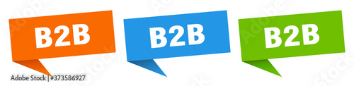b2b banner sign. b2b speech bubble label set